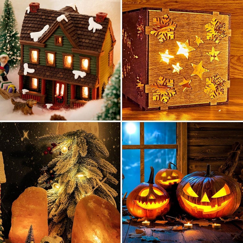 Meonum 1 Pack Accessory Cord with 4 LED Bulbs, End to End Connected Blow Mold Light Cord, 9.8 Feet Lamp Kit with On/Off Switch Plugs for Ceramic, Craft Halloween Christmas Village Decor - Image 2